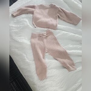 Jessica Simpson Pink Knit Baby Sweater and Pants Set Size 24M